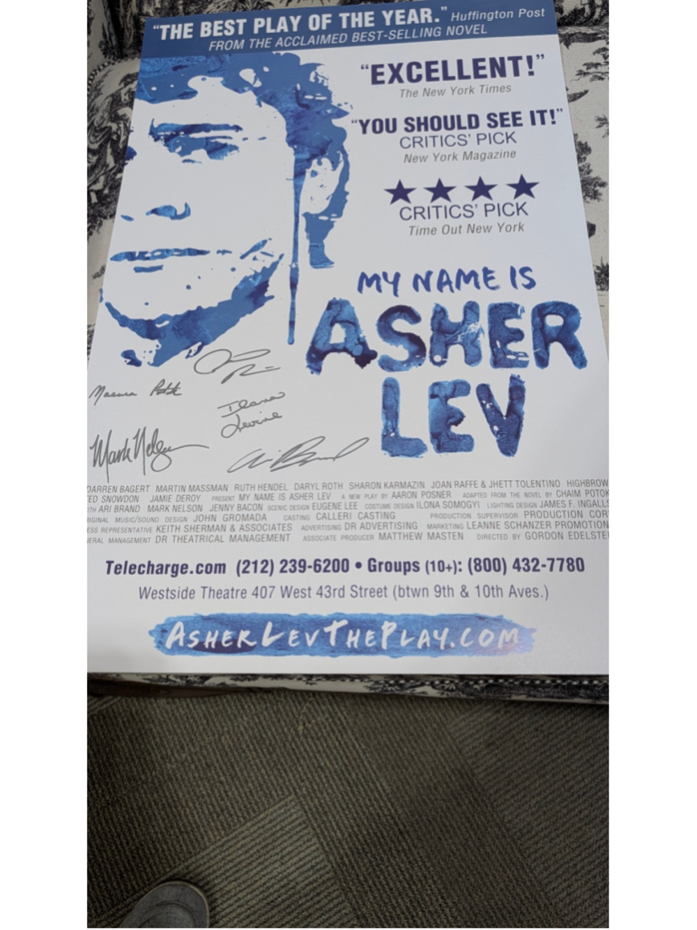 My Name Is Asher Lev The Play Theater Poster One Size White Blue